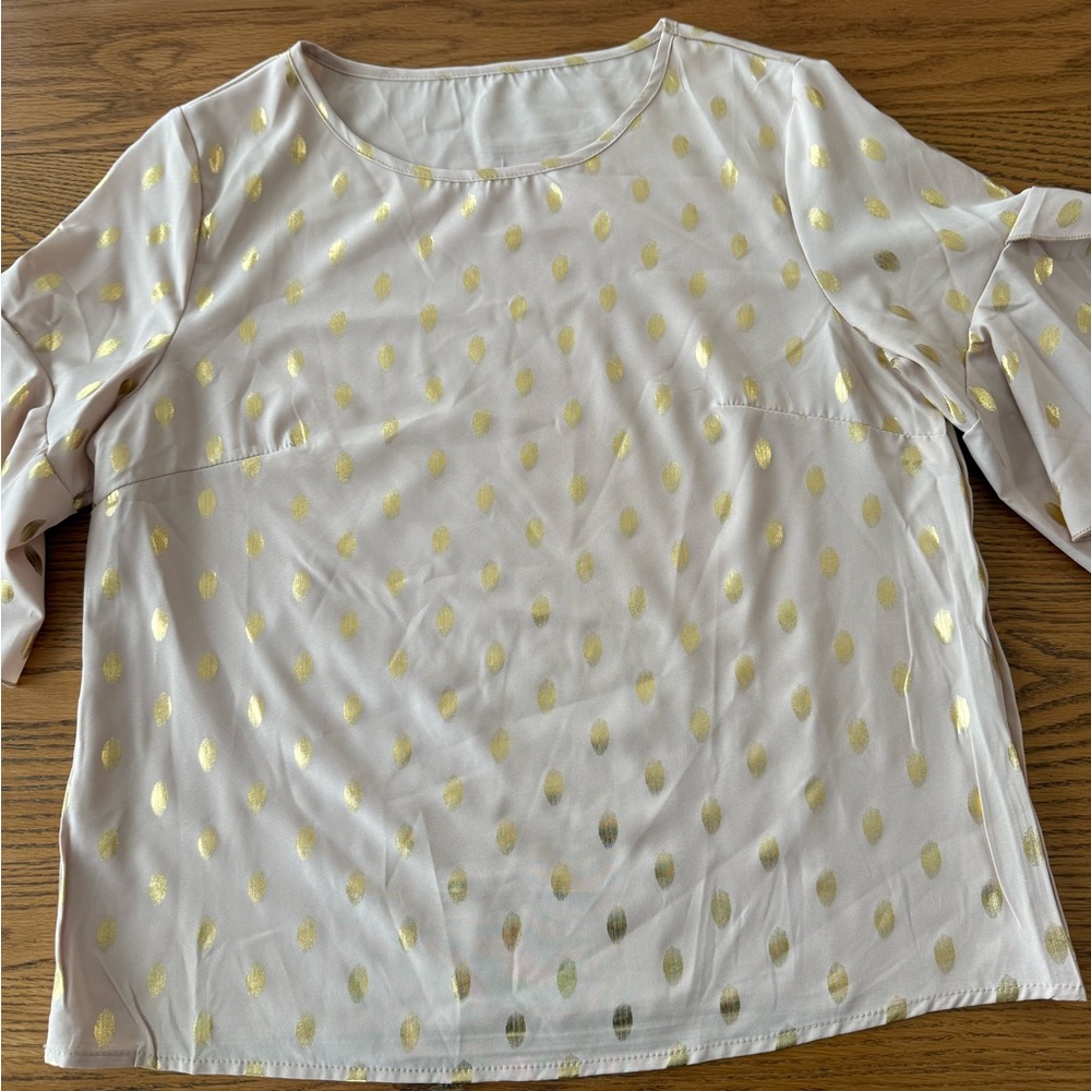 Women’s Cream Blouse with Gold Foil Dot Detail - Picture 5 of 5